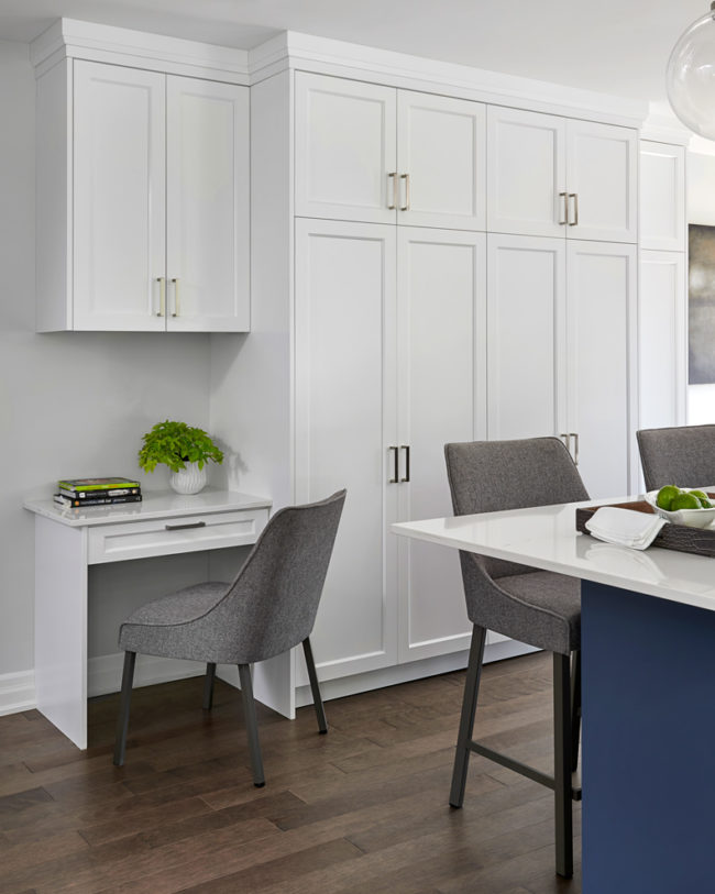 white floor to ceiling pantry cabinetry in kitchen